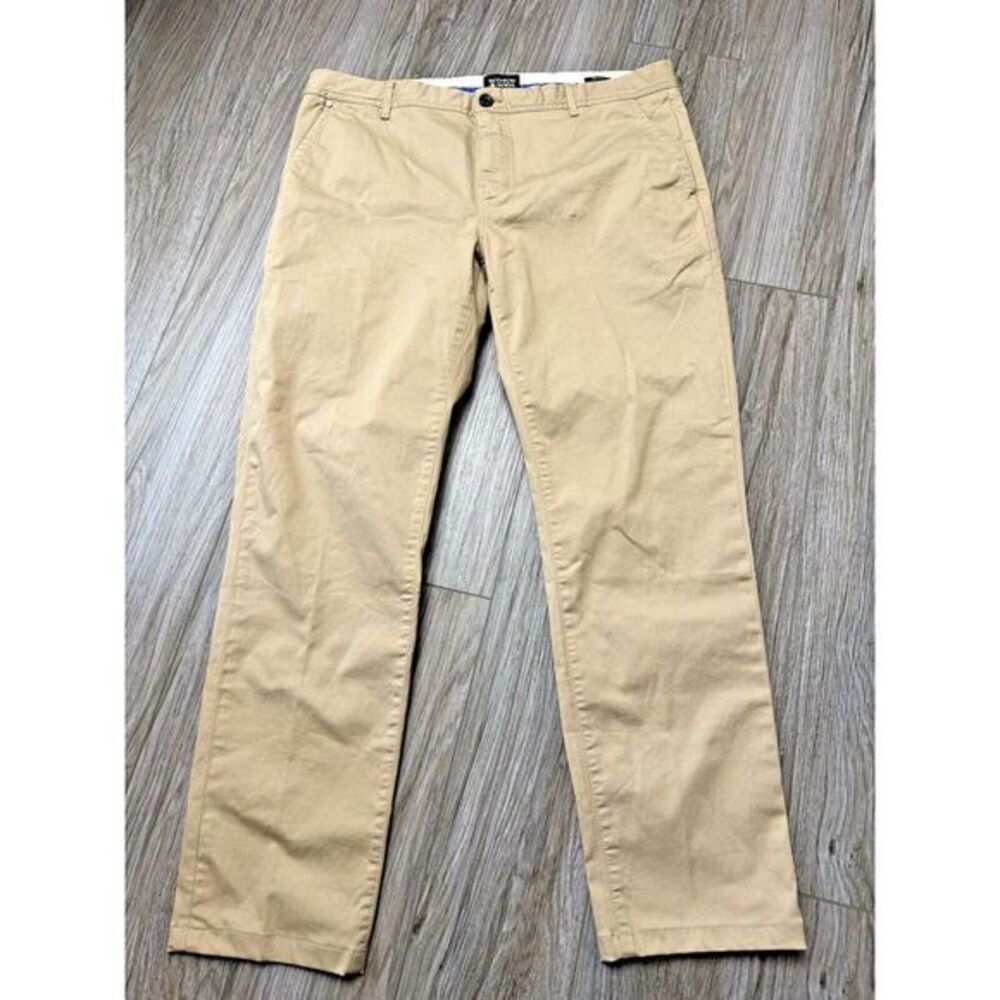 Scotch & Soda Mens Size 38x30 Mott Trousers Stretch Plaid Brown Dress Pants